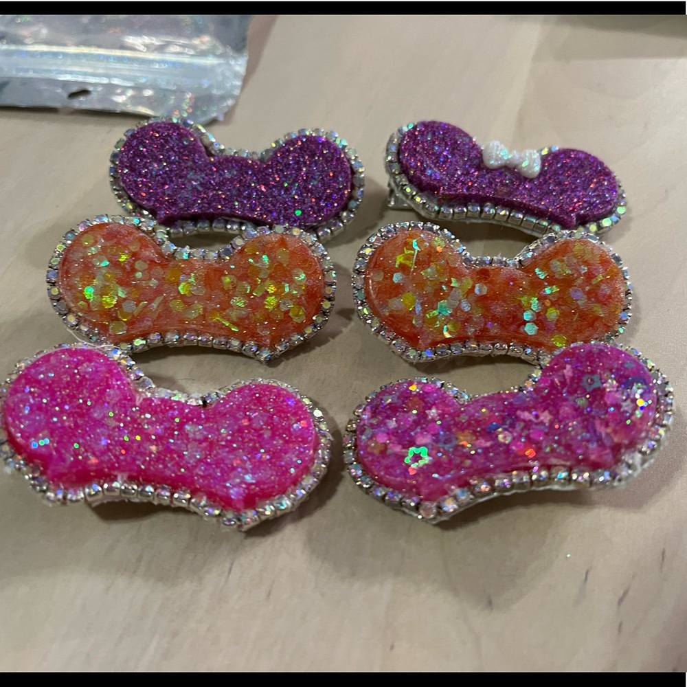 6 Glitter Mouse Hat Alligator hair clips - 2 inch